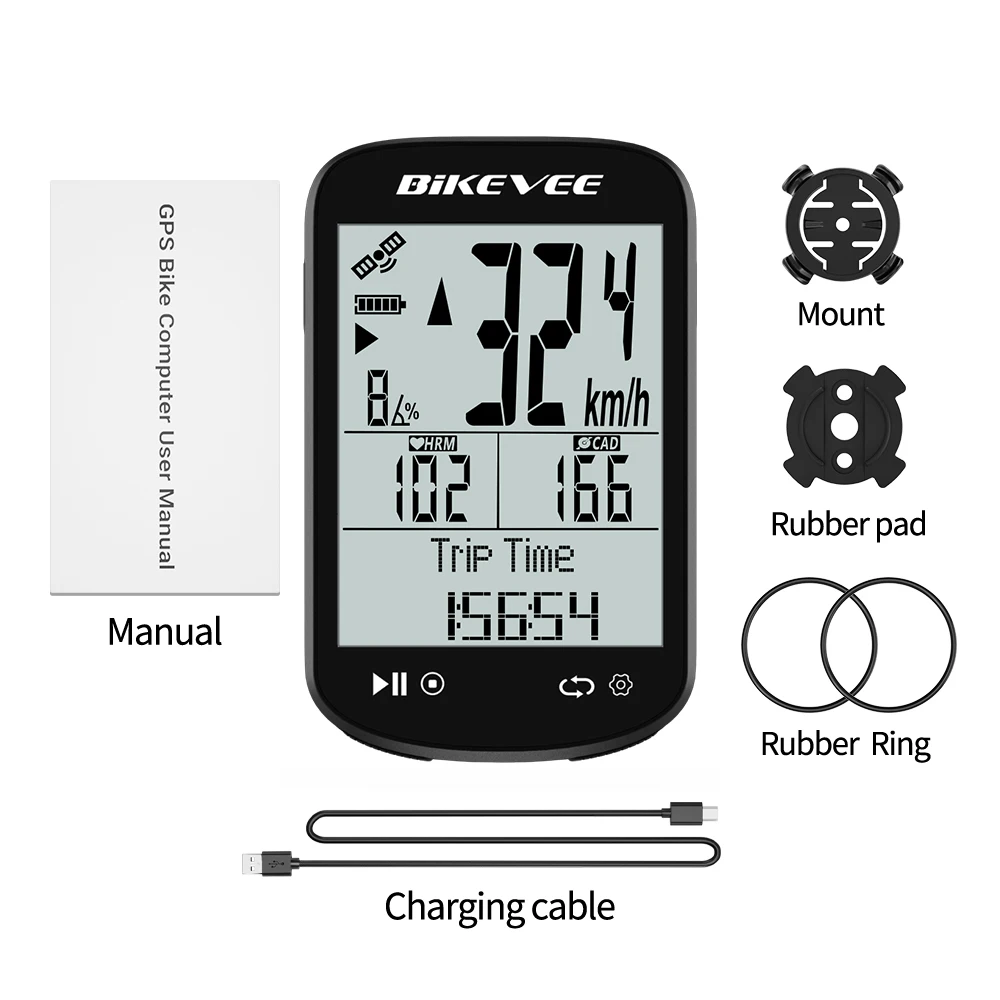 Wireless GPS Bike Speedometer Odometer IPX7 Waterproof Bluetooth 5.4 ...