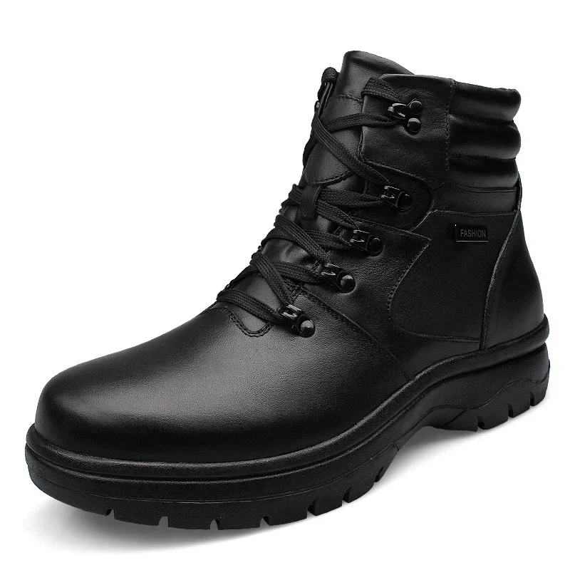

Shoes for Men 2023 Hot Sale Lace Up Men's Boots Winter Round Toe Solid Cotton Warm Mid-Calf Platform Water Proof Short Boots