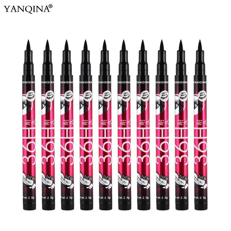 

12pcs/set YANQINA Lasting 36H Liquid Eyeliner Pencil Waterproof Black Easywear Eye Liner Pen Cosmetic wholesale makeup eyeliner