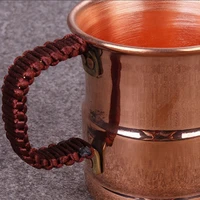 Tasse à lait de bière en cuivre pur fabriquée à la main, poignée tissée, Mule d'eau de moscou épaissie, tasse de petit déjeuner de 400 ml, vaisselle à boissons de moscou 6