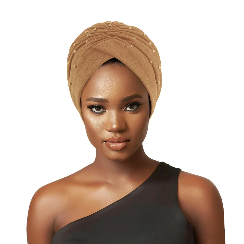 New Women Pearls Knot Twist Turban Islamic Inner Hijab Caps AInstant Hijab With Cap Bonnet Headscarf Casual Muslim Indian Hats muslim women solid underscarf hijab with tie back rope wrinkle heabband plain modal jersey tie back bonnet caps islamic mujer