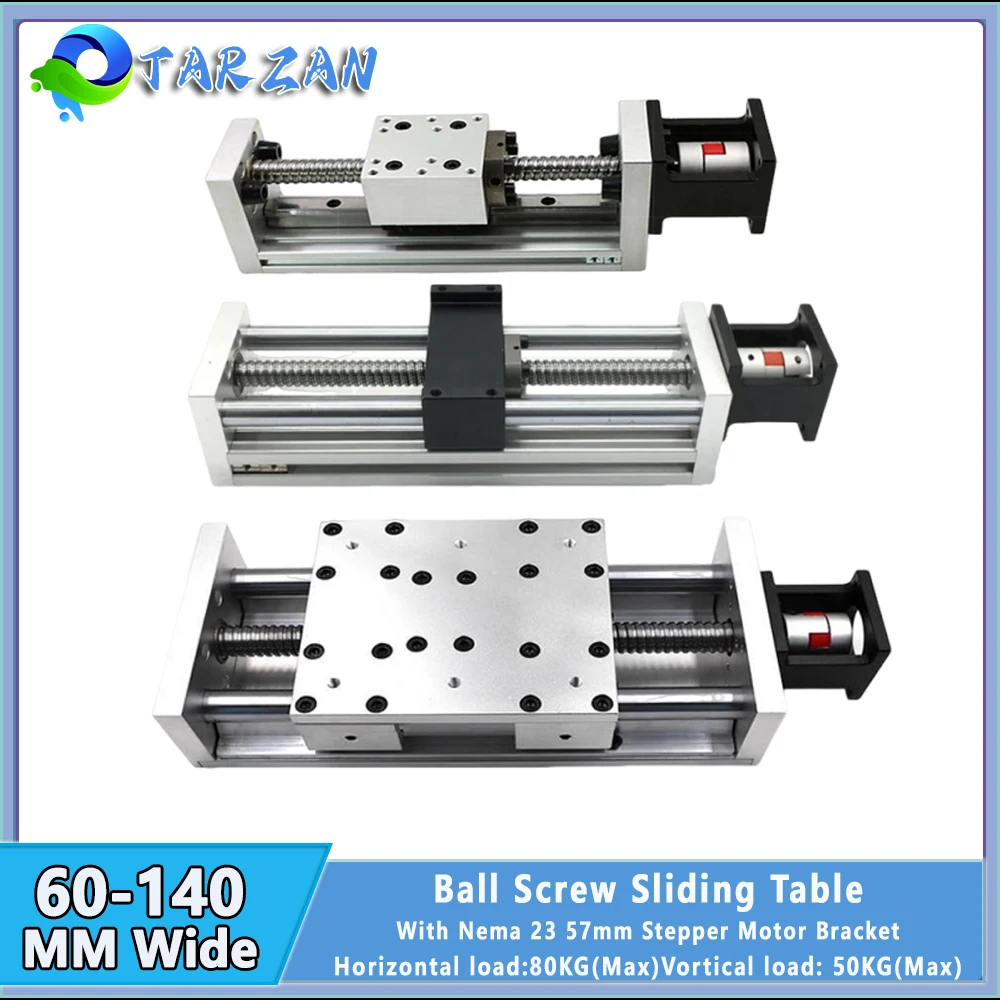 โต๊ะเลื่อนบอลสกรูแบบรับน้ำหนักมาก ตัวกระตุ้นเชิงเส้นความแม่นยำสูง แท่นเลื่อนเชิงเส้น CNC แกน XYZ รับน้ำหนัก 100 กก. ความแม่นยำ 0.03 มม. 1