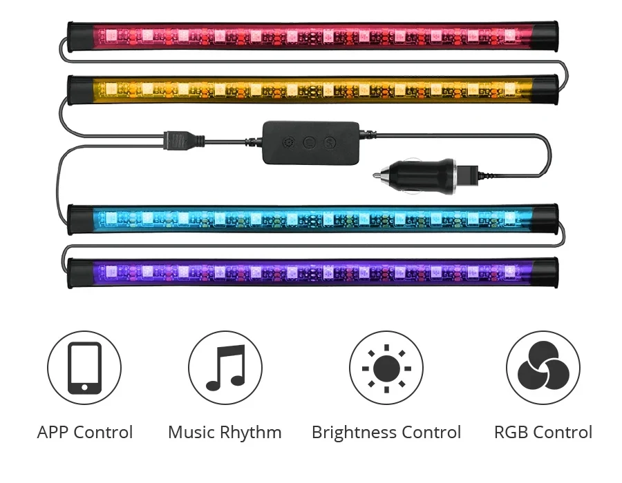 BLE Car Interior Ambient Light Work with Tuya Neon LED Strip Foot Light Atmosphe
