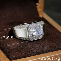 Luxury 925 Sterling Silver Men AAA Crystal Zircon Stone Wedding Ring Brilliant Noble Engagement Engage Party Plata Rings Stamp 3