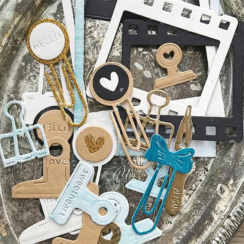 

Paper Clip Clamp Office Supplies Set Metal Cutting Dies for DIY Scrapbooking Album Paper Cards Decor Crafts Embossing Die Cuts