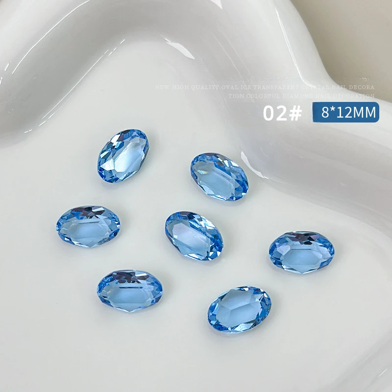 10Pcs 8x12MM High Quality Clear Nail Crystal Decoration Sparkling Ellipse Pigeon Egg Multi Cut Nail Pile Diamond Accessories 5