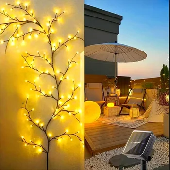 96 LEDS Solar Willow Vine Light Outdoor Waterproof String Fairy Light 8 Lighting Modes For Wall Balcony Garden DIY Decorations 1