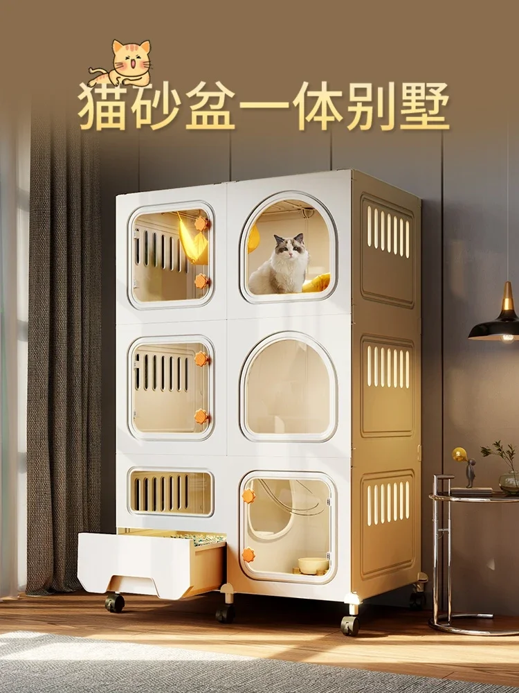 

Cat cage litter basin integrated cat villa with toilet domestic indoor house empty cage large cabinet