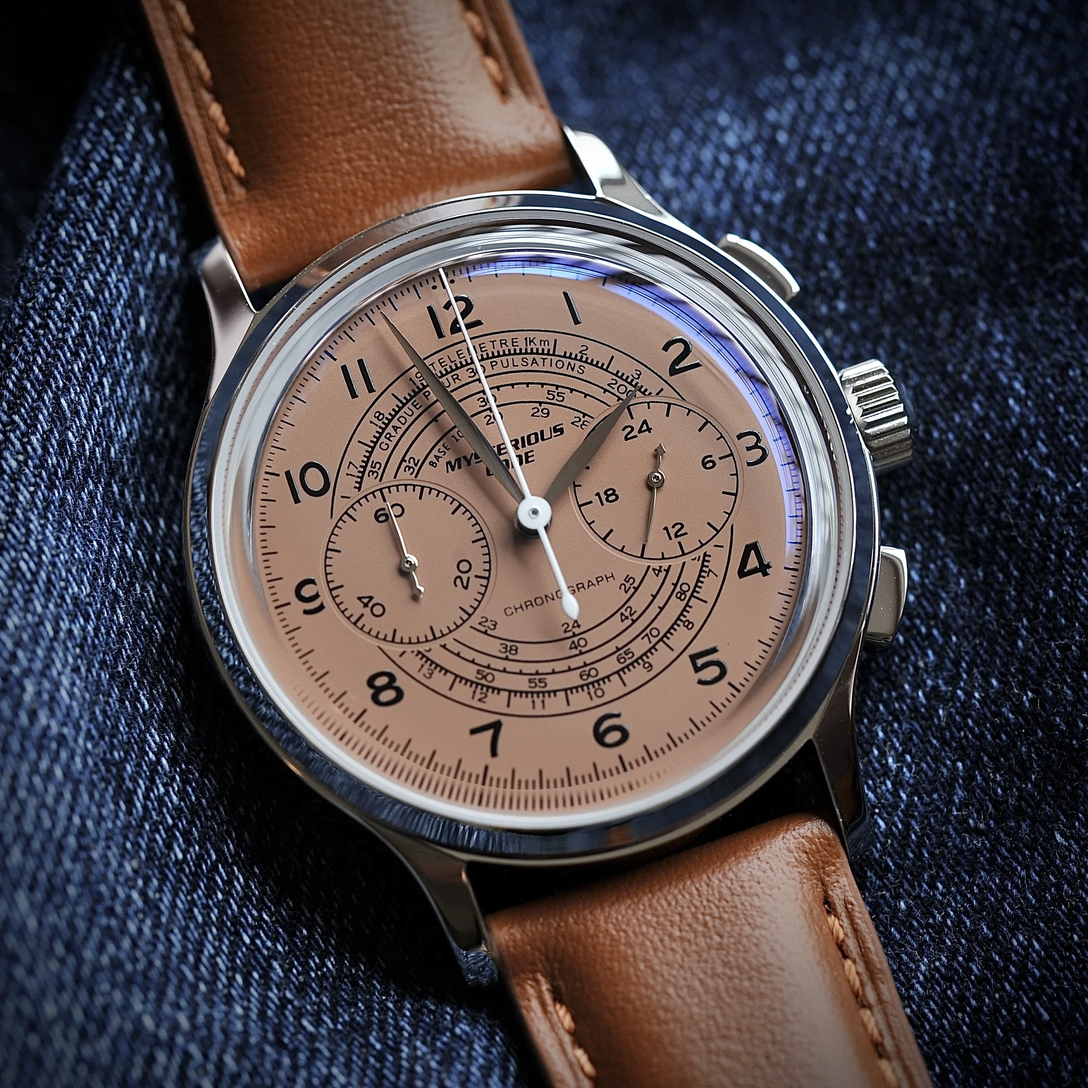 MYSTERIOUSCODE Homage Watch for Men Japan VK64 Chronograph Clock