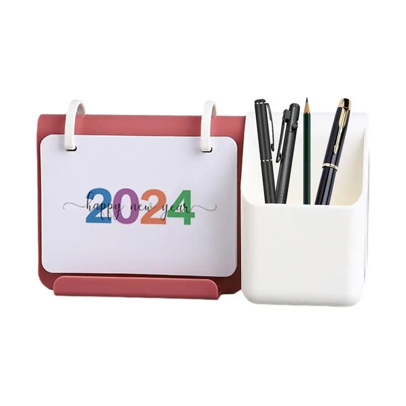 

Standing Calendar Multifunctional 2024 Standing Desk Calendars With Pen Holder Wirebound Table Standup Simple Design Monthly