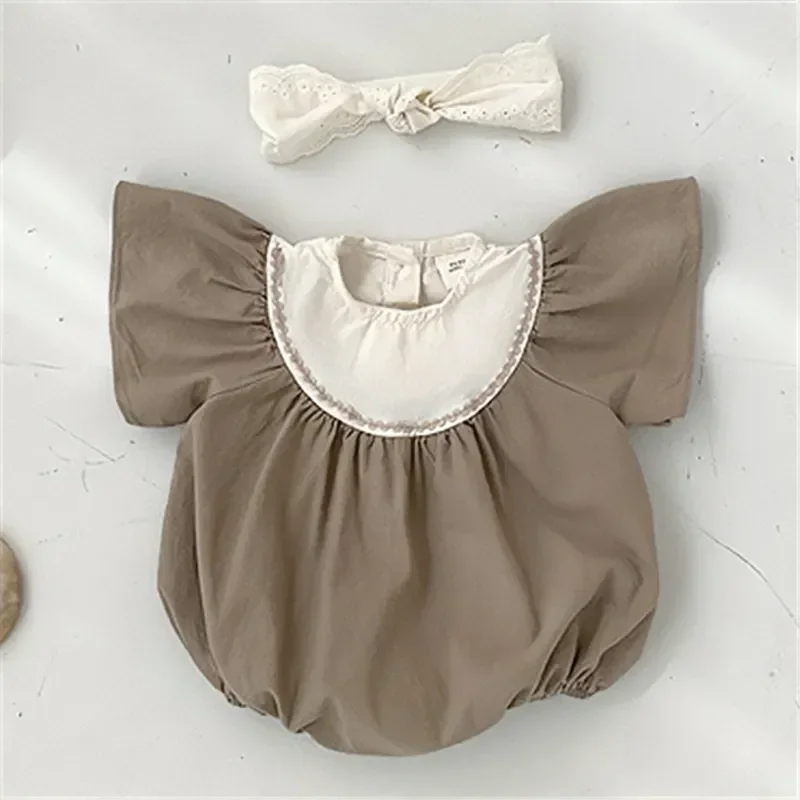 

Infant Baby Girl Boy Triangle Rompers Clothes For Newborns Girls Flying Sleeve Cotton Jumpsuits Summer New Kids Costumes