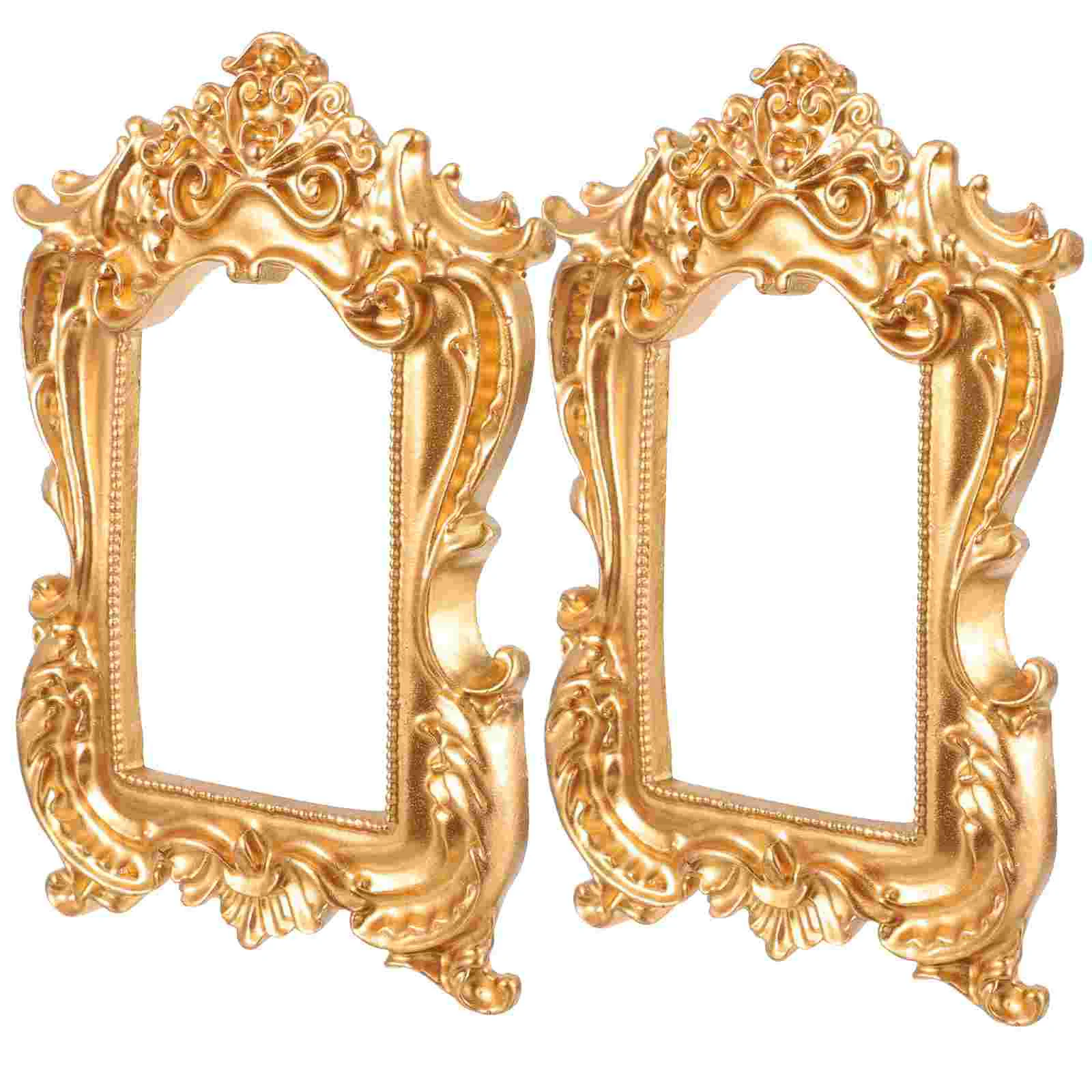 Photo Frame 2Pcs Small Photo Frame Mini Picture Display Shelf Vintage Resin Frames Antique Photo Frame Mini Vintage Frames Decoration