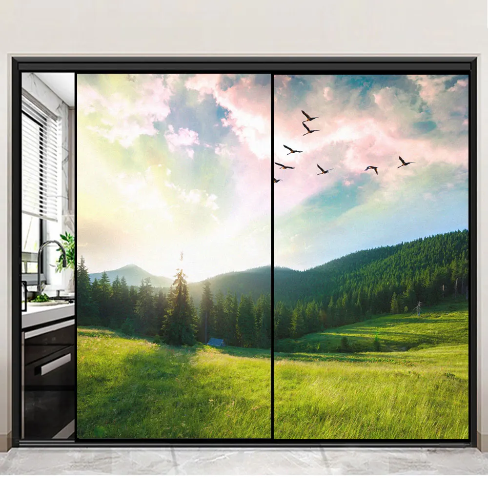 Privacy Windows Film Decorative Window Stickers No Glue Static Cling Frosted Windows Film for Home