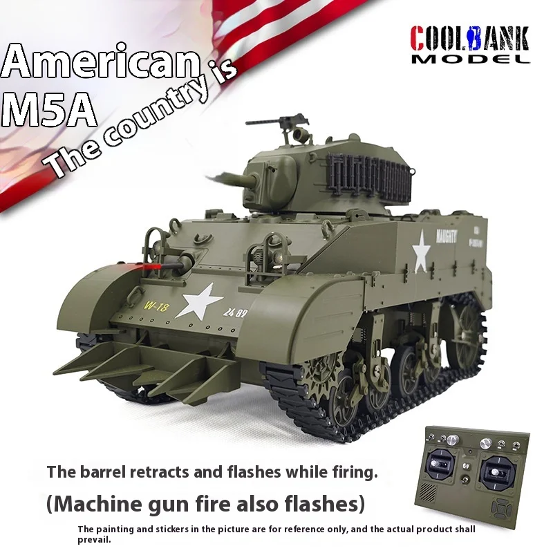 COOLBANK Stuart M5a1 Electric Remote Control Tank Simulation Military Model Toy Scalable, 360° rotation, Children'S Toy Gift 2