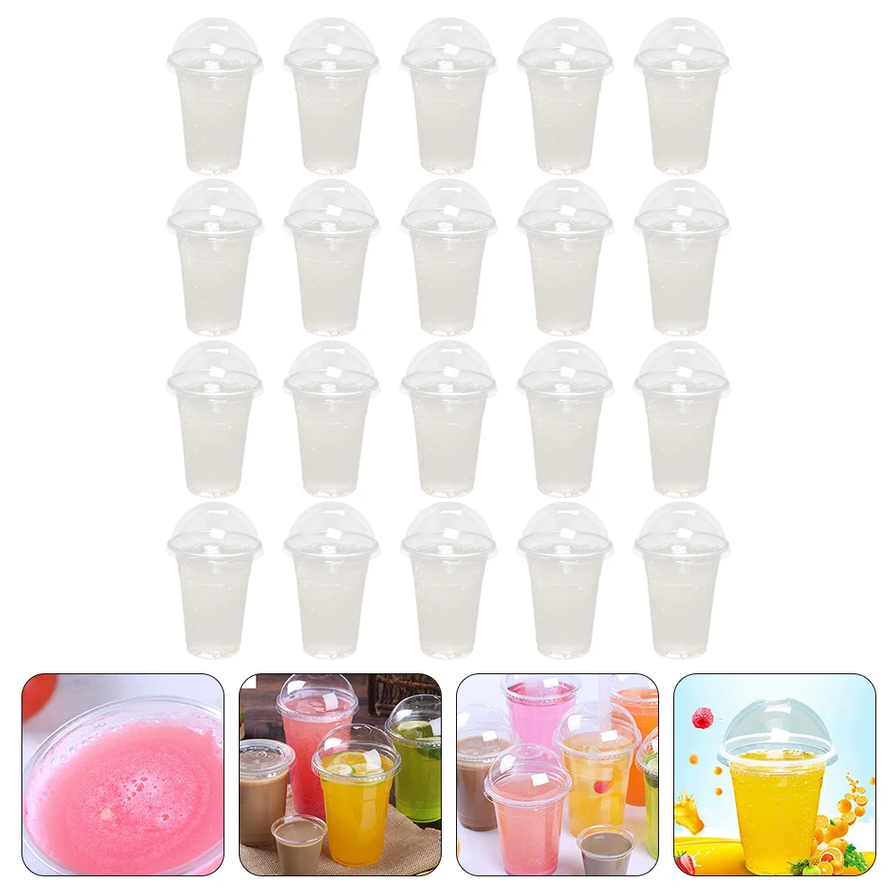 30 Pcs Disposable Beverage Cups Drink Juice Cup Travel Coffee Mugs With Lids Clear Plastic Fruit Cups Transparent Milk Tea