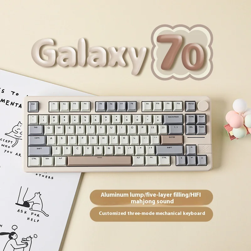 Epomaker-Galaxy 70ワイヤレスメカニカルキーボード,Bluetooth