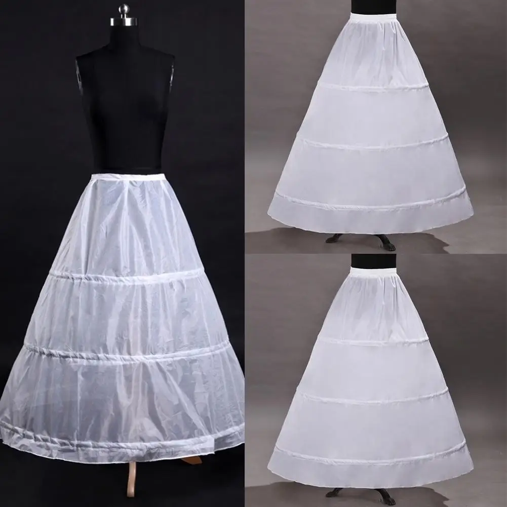 Petticoat Skirt Half Slip Skirt 3 Hoop A-line Crinoline Layer Ball Underskirt Wedding Dress Lining Bridal Waist Dress Women