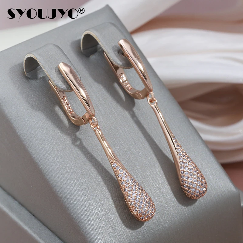 Dangle earrings drop earrings crystal tassel earrings Shining Drop Type Tassel Dangle Earrings For Women Natural Zircon 585 Rose Gold Color Jewelry