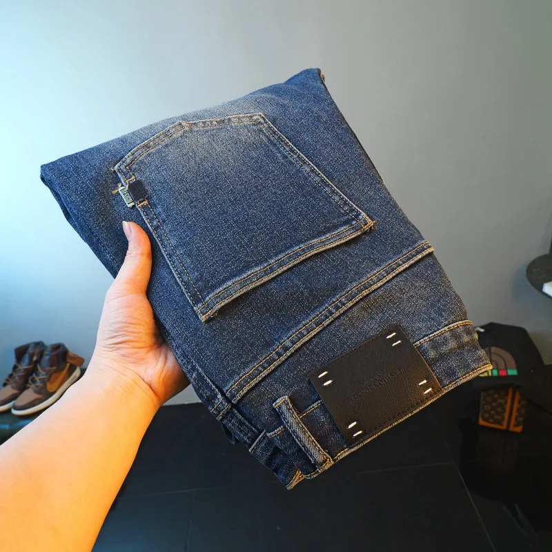 Fashion Jeans Men's Spring and Autumn European Station Tide Brand Embroidery Casual Straight-Leg Loose Long Harem Pants