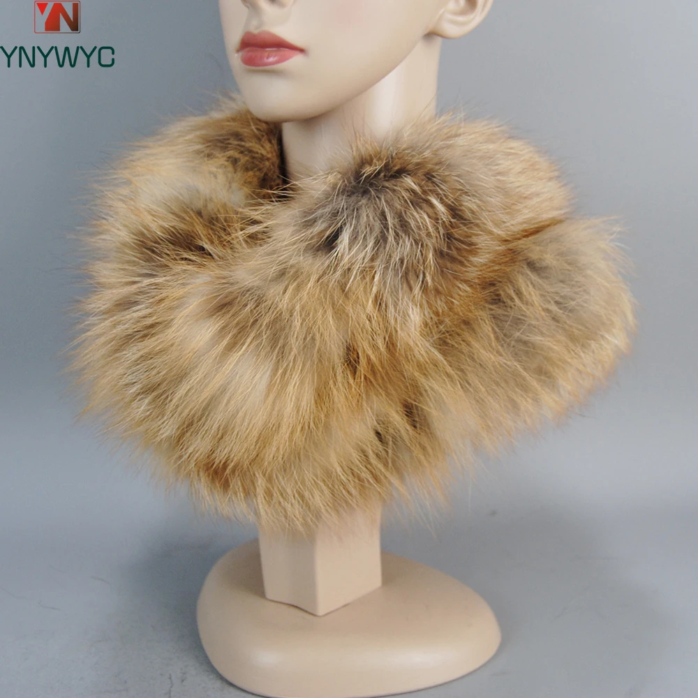 Hot Sale Women Winter Warm Ring Raccoon Fur Scarves Neck Warmer Natural Fur Mufflers Luxury Women Real Fox Scarf Headbands