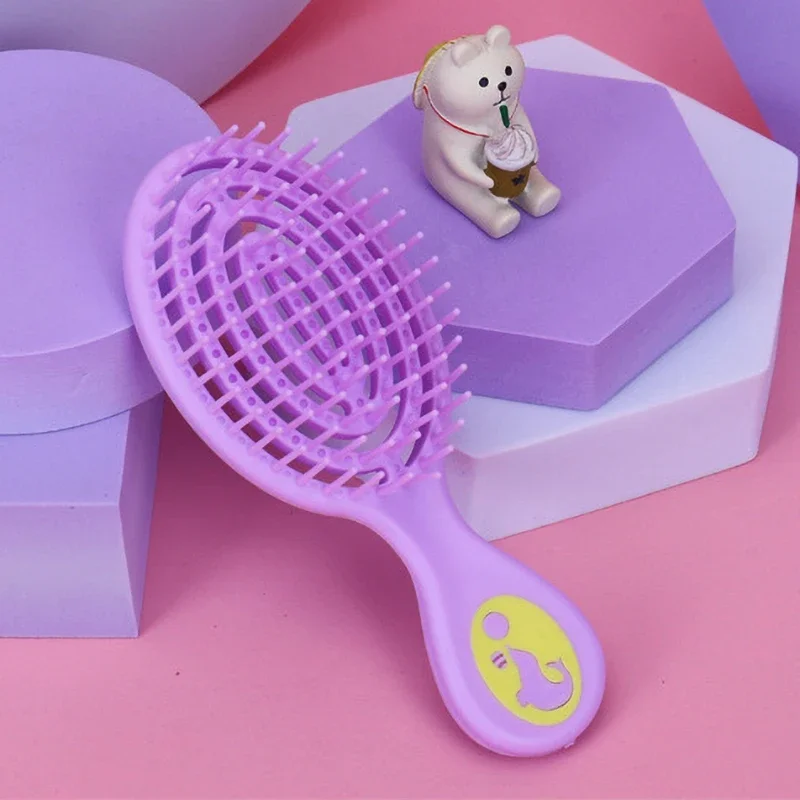 Bath Hollow Massage Anti-screw Hair Brush Health Care Tools Small Cute Kawaii Korean Cartoon Dolphins Comb for Baby Gift Birth