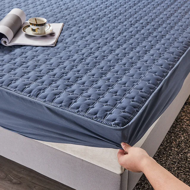 Introducing the Cotton Solid Color Mattress Cover for Bedding Quilted Fitted Sheet for Single Double Bed Queen Size XF1165-5