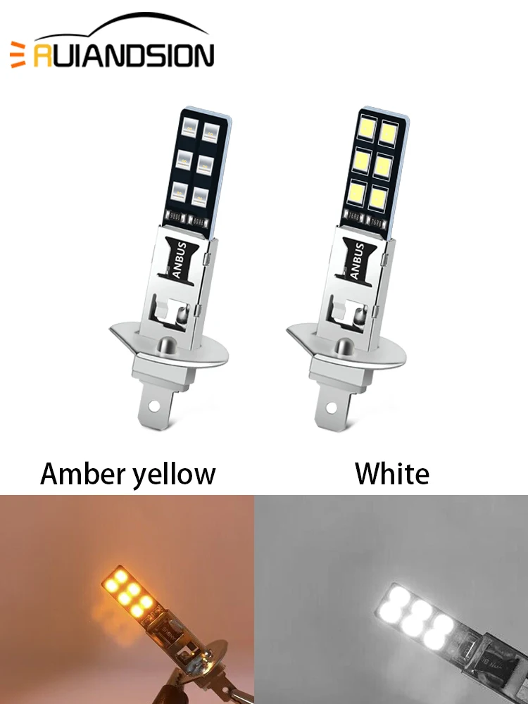 

Автомобильные ходовые огни Ruiandsion 2835 12SMD, теплый белый свет, 2 шт., Canbus H1, 1,8 Вт