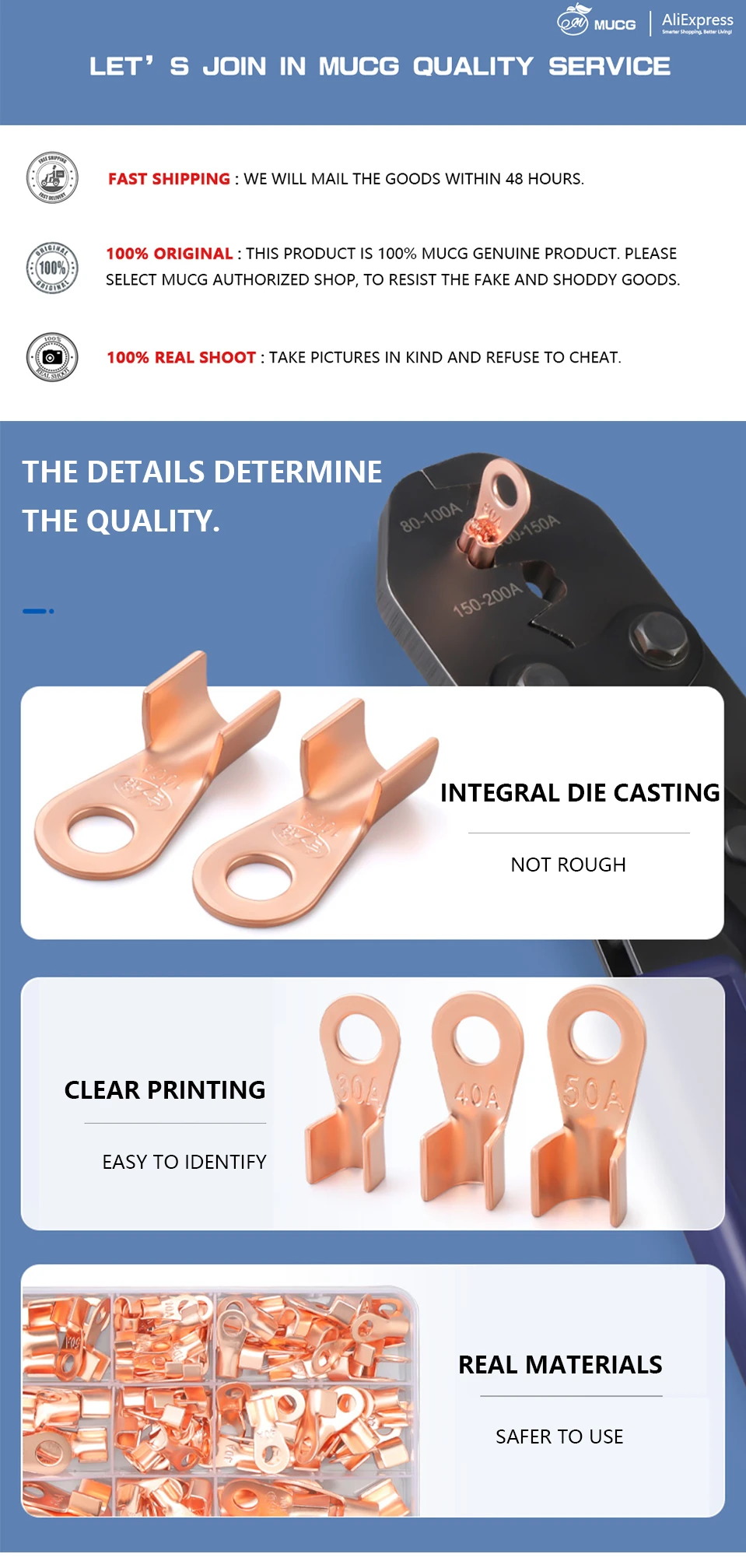 Description Picture 4 of itemOT 5A~600A Ring or Round Copper Crimp Terminales M6 M8 M10 M12 Lug Cable connector For Wire electrical switch connection cable