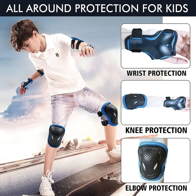 6 In 1 Kids/Youth Protective Gear Set Knee Pads Elbow Pads Wrist Guard Protector Skateboarding Scooter,Roller Skating,Cycling 2
