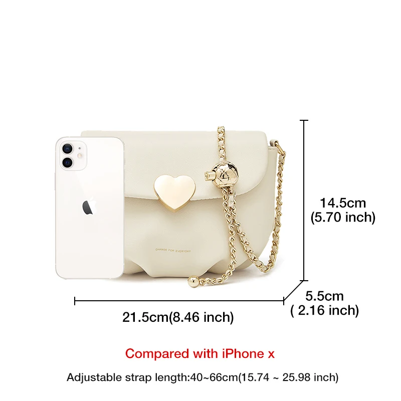 FOXER Fashion Small PU Leather Women's Adjustable Chain Shoulder Crossbody Bag Lady Top Quality Female Simple Flap Messenger Bag