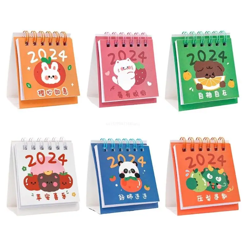 

Small Daily Planning Monthly Calendar 2024 Cartoon Stand Flip Desk Planner Dropship