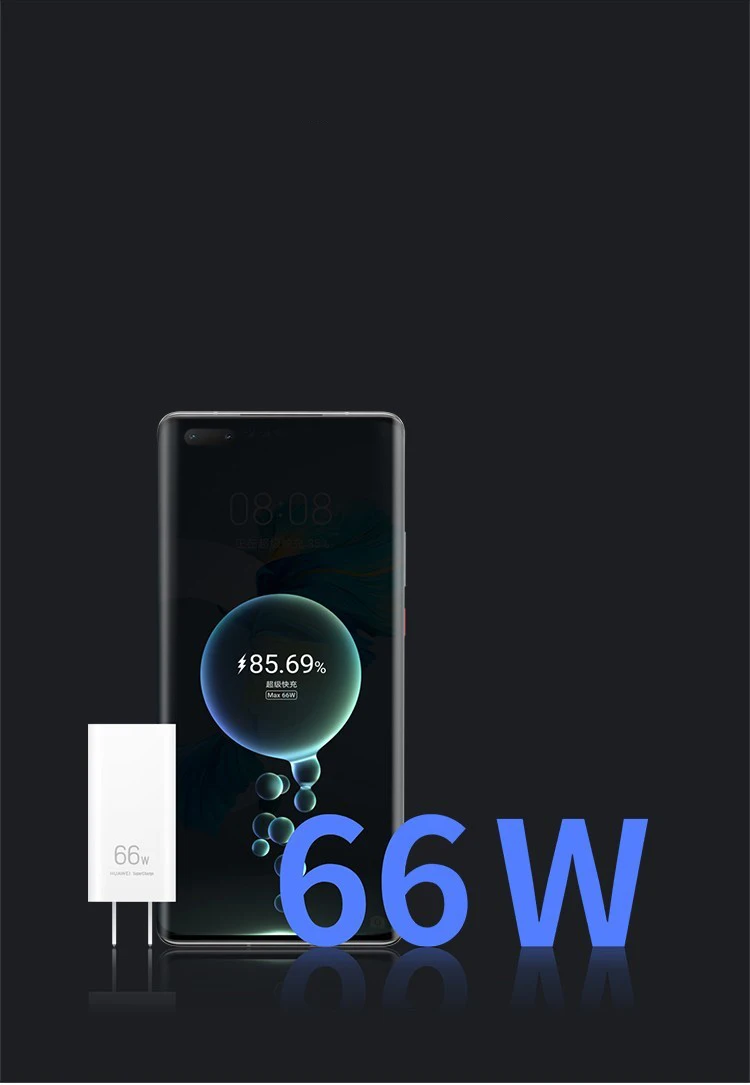HUAWEI-갈륨 질화물 과급 충전기, GaN Max 66W, Huawei Mate40 Mate30Pro P40 호환, SCP/FCP/PD3.0/PPS