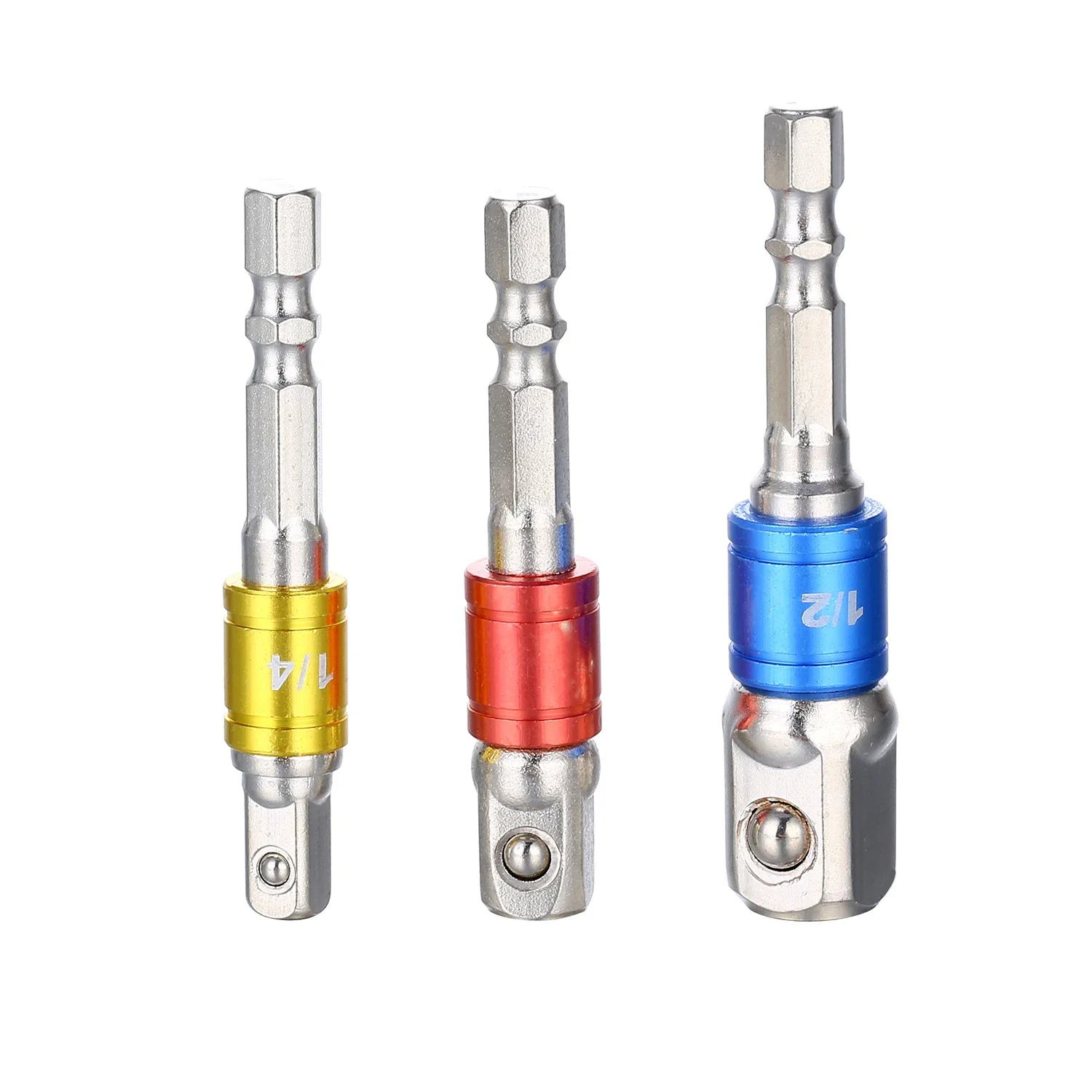 

3pcs 1/4" Impact Driver Hex Converter, Power Drill Socket Adapter Set to Square Drive Socket Adapter, 1/4", 3/8", 1/2"