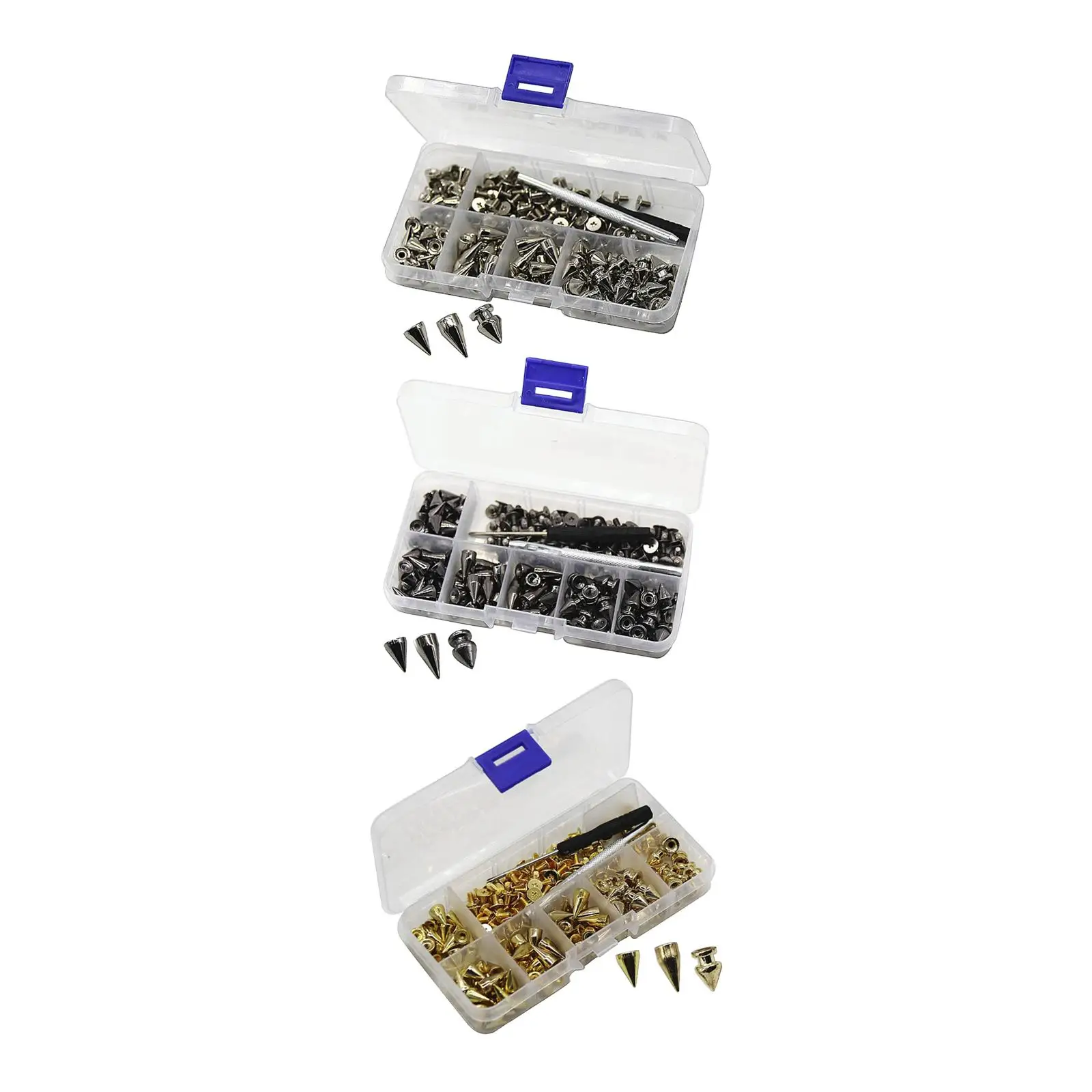 100 Pezzi Cono Spikes Studs Vite Borchie Posteriori Per Cinture Collare Fai Da Te