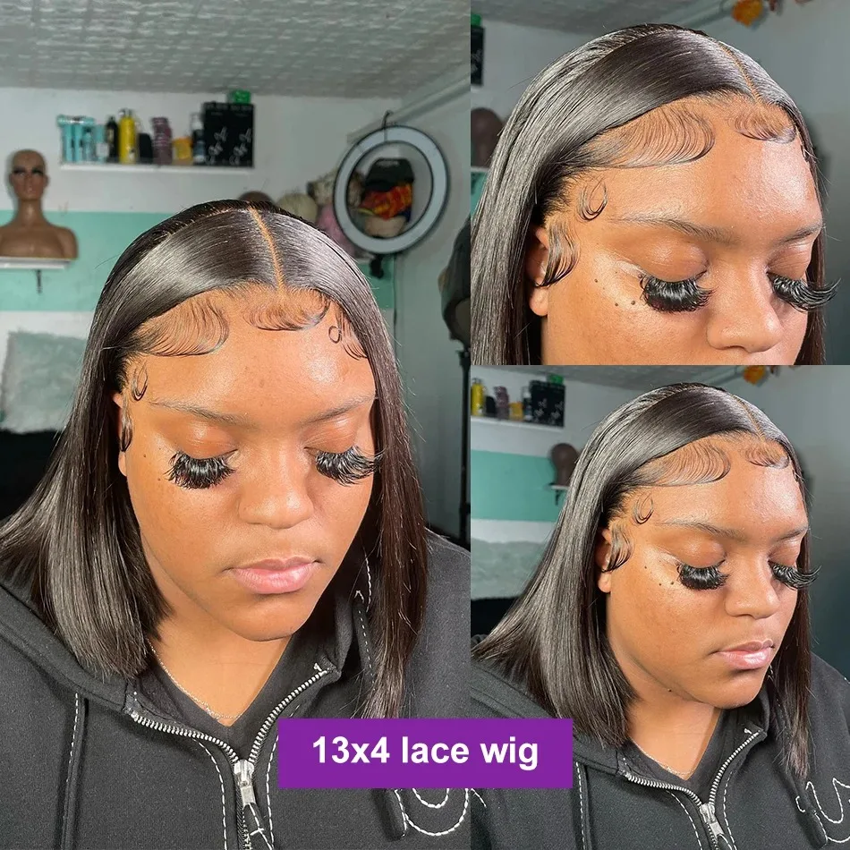 Bob HD Straight 5X5 Glueless Ready To Go Wear 13x4 Lace Frontal Wig Transparent