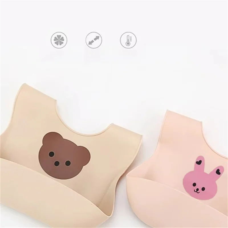 Baby Bibs Print Waterproof Silicone Baby Feeding Stuff Cute Kids Toddler Adjustable Children Bib Wet-proof Clothing In Winter