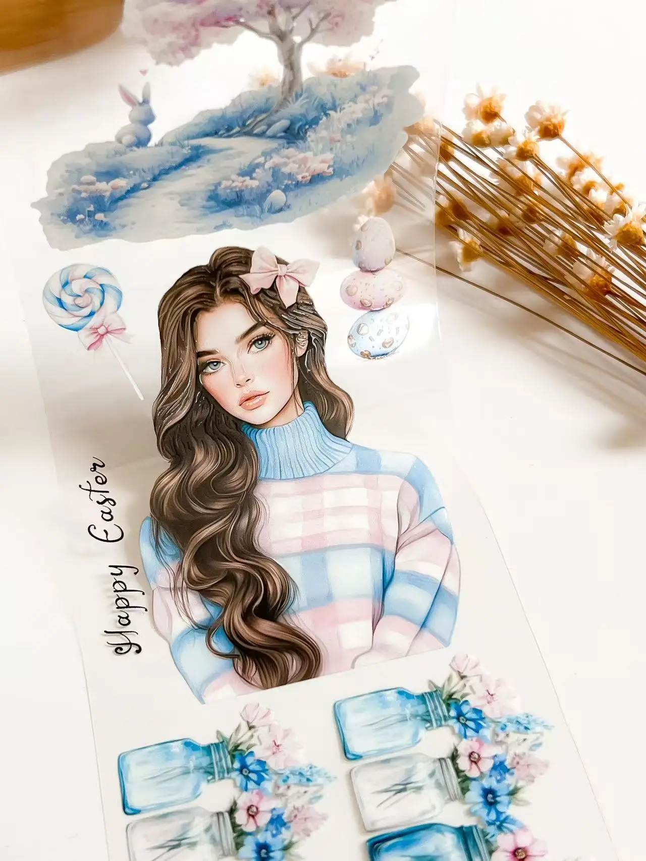 Decorative Stickers Self Adhesive Stickers Stationery Stickers Paper Stickers Adhesive Stickers Stationery Tapes DIY Scrapbooking Accessories 1 Loop Ma.Journaling Studio Vintage Inner Peace Coffee Girl Washi PET Tape for Card Making DIY Scrapbooking