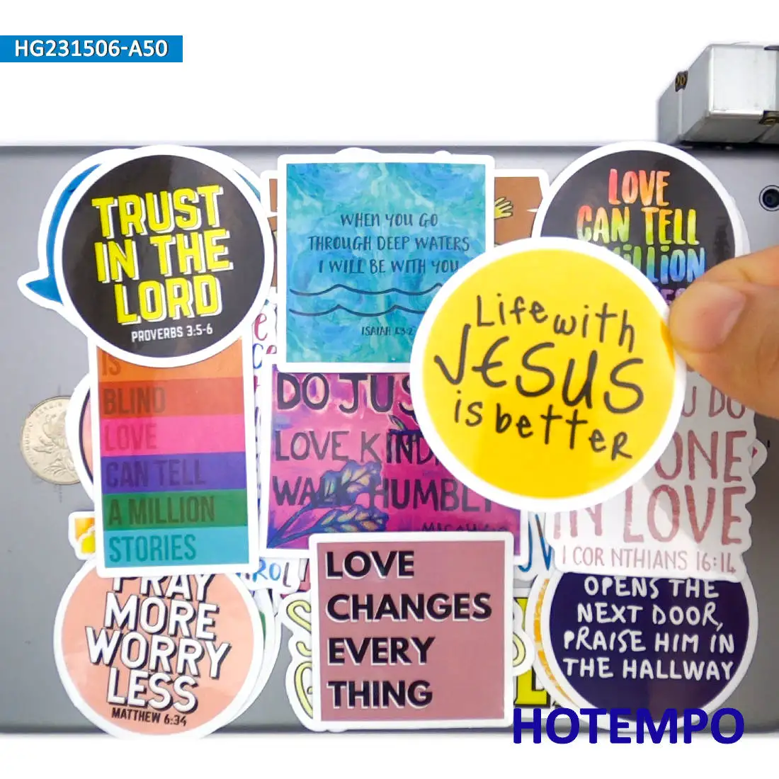 20/30/50 Stück, Aufkleber des Glaubens, Jesus liebt dich, Aufkleber mit positiver Energie, Geeignet für Scrapbook-Gepäck, Fahrrad, Auto, Motorrad, Laptop, Skateboard, Gitarre, Helm, Handy-Aufkleber – Detail 2