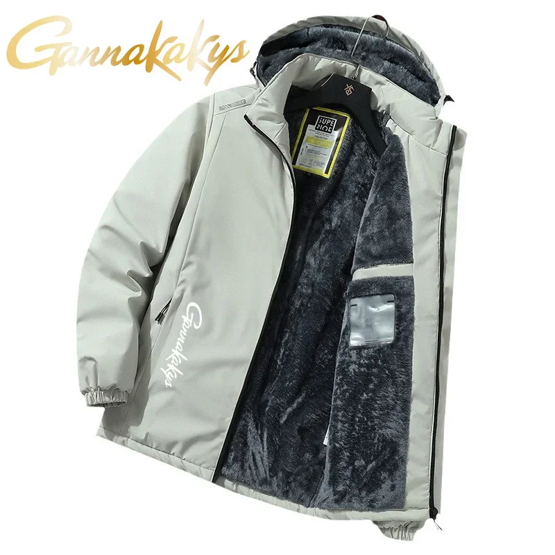 New Winter Fishing Jacket Men's Waterproof, Windproof, Warm Hooded Jacket Outdoor Sports Warm Workwear