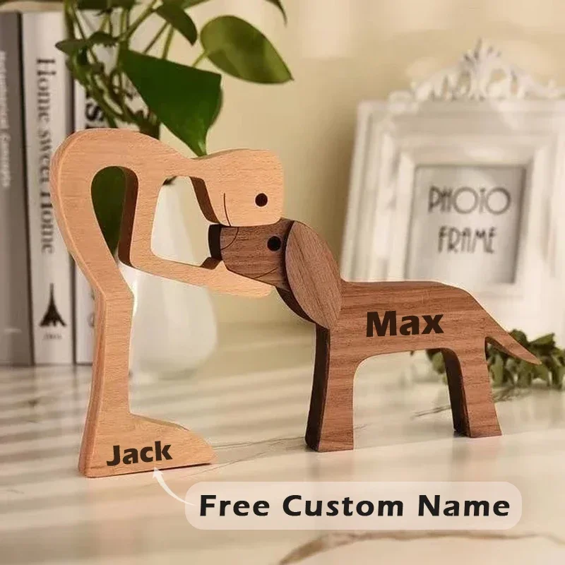 Wood Dog Figurine Handmade Figurine Ornement Decor Gifts For Dog Cat wood dog figurine