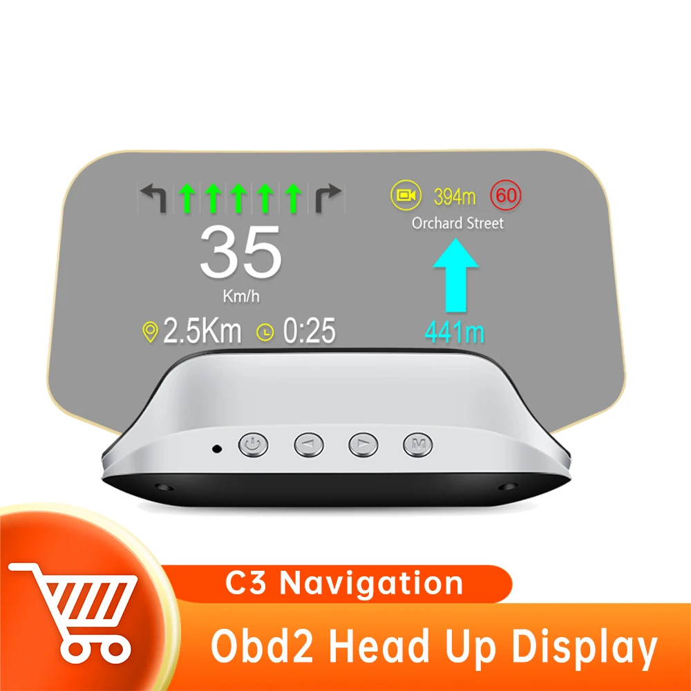 Новинка 2023, дисплей на лобовое стекло OBD2 C3/Plus GPS Navi, цифровой спидометр, проекционный бортовой компьютер с несколькими интерфейсами