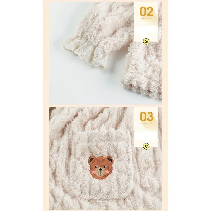 Famale Sleepwear Coral Velvet Pajamas Women Autumn Winter Thick Loungewear Cute Flannel Insulation Large Size Home Clothing Set