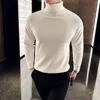 Korean Fashion Autumn Winter Sweaters Men Pullovers Fleece Turtleneck Knitted Sweatshirt Warm Bottoming Shirts 2
