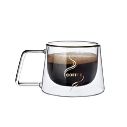 200ml Heat-Resistant Double Wall Glass Coffee Mug with Handle - 200ml (A-1Pcs)