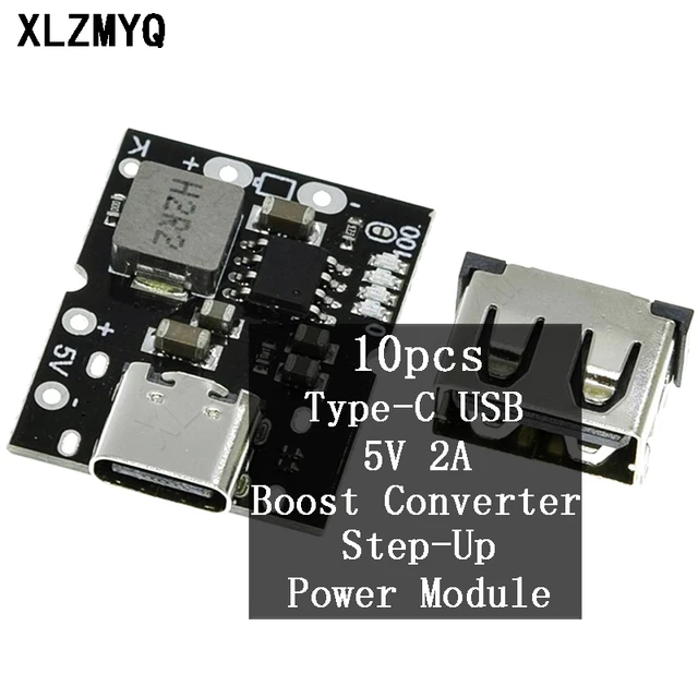 10pcs Type-C USB 5V 2A Boost Converter Step-Up Power Module Lithium Battery  Charging Protection Board LED Display USB Charger