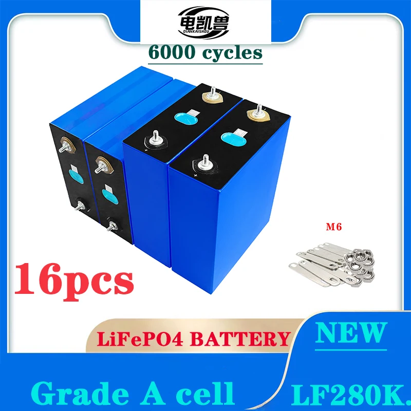 

New 16pcs 3.2V Lifepo4 310AH 280AH Rechargeable A-Class Battery DIY 12V 24V 48V RV Golf Boat Solar Battery Pack EU/US Duty Free