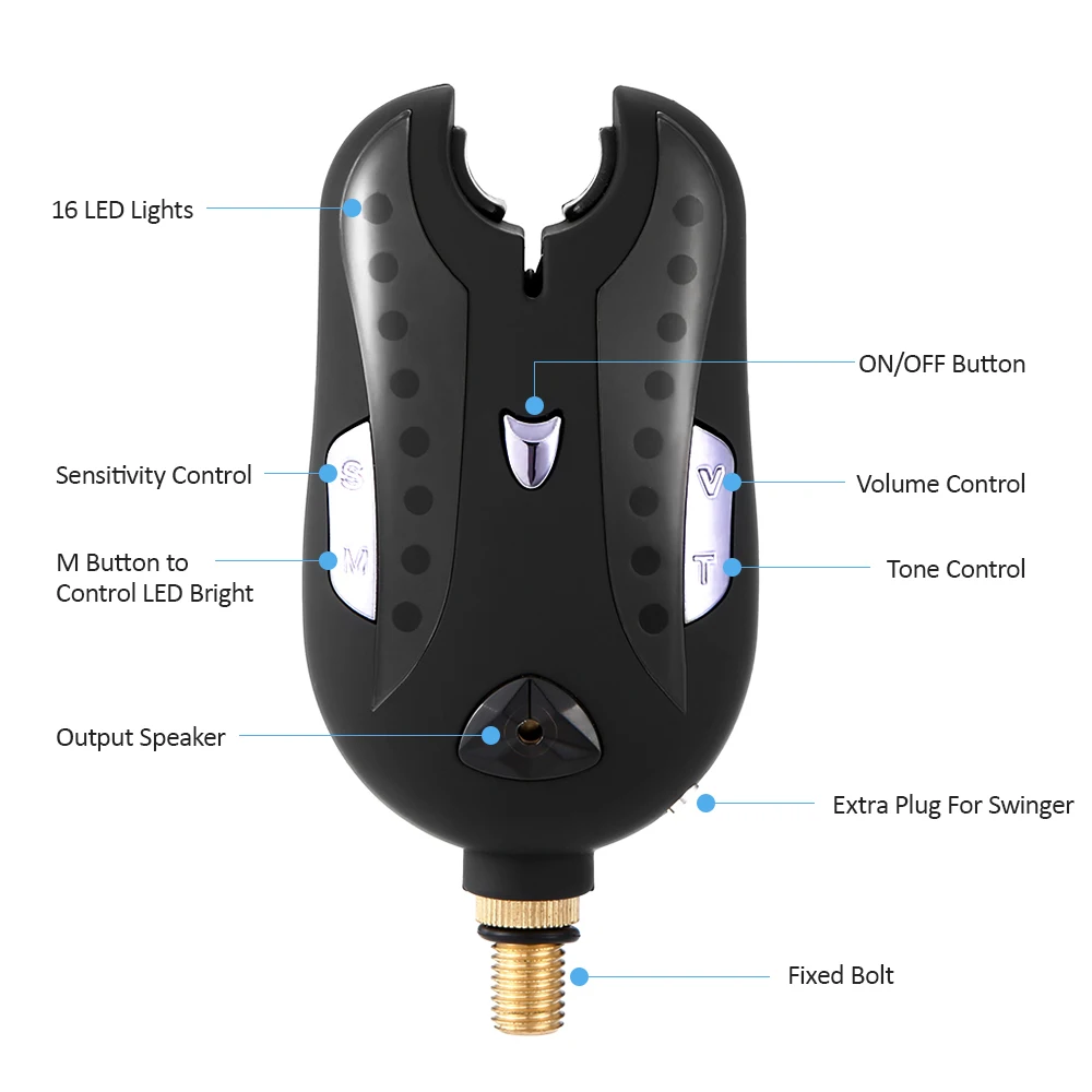 Alarme pêche numérique sans fil Coonor avec récepteur, alerte sonore et indicateur LED - kit complet accessoires