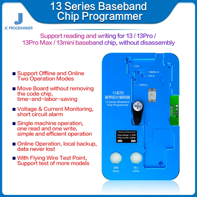 Jc Baseband Eeprom Chip Programmer For Iphone X-12Pro Max 13/13Pro/13Pro Max/13Mini Reading / Writing Ic Chip Data Repair Tools