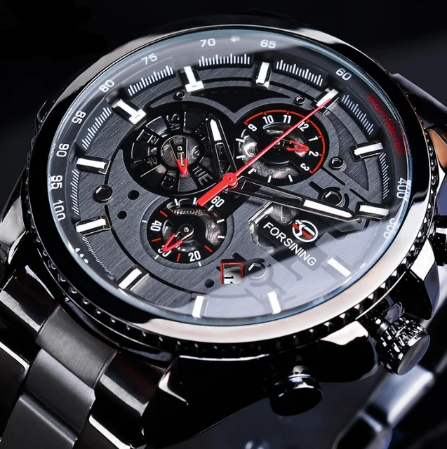 Moda casual relógio mecânico multifuncional à prova dwaterproof água moda masculina relógio mecânico totalmente automático