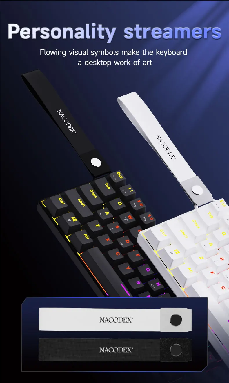 AJAZZ NK61 Kabelgebundene Gaming-Tastatur mit Leuchtkasten, 65% Kompakte Mechanische Tastatur, Hot-Swappable, Durchgehende Tastenkappen – Detail 4